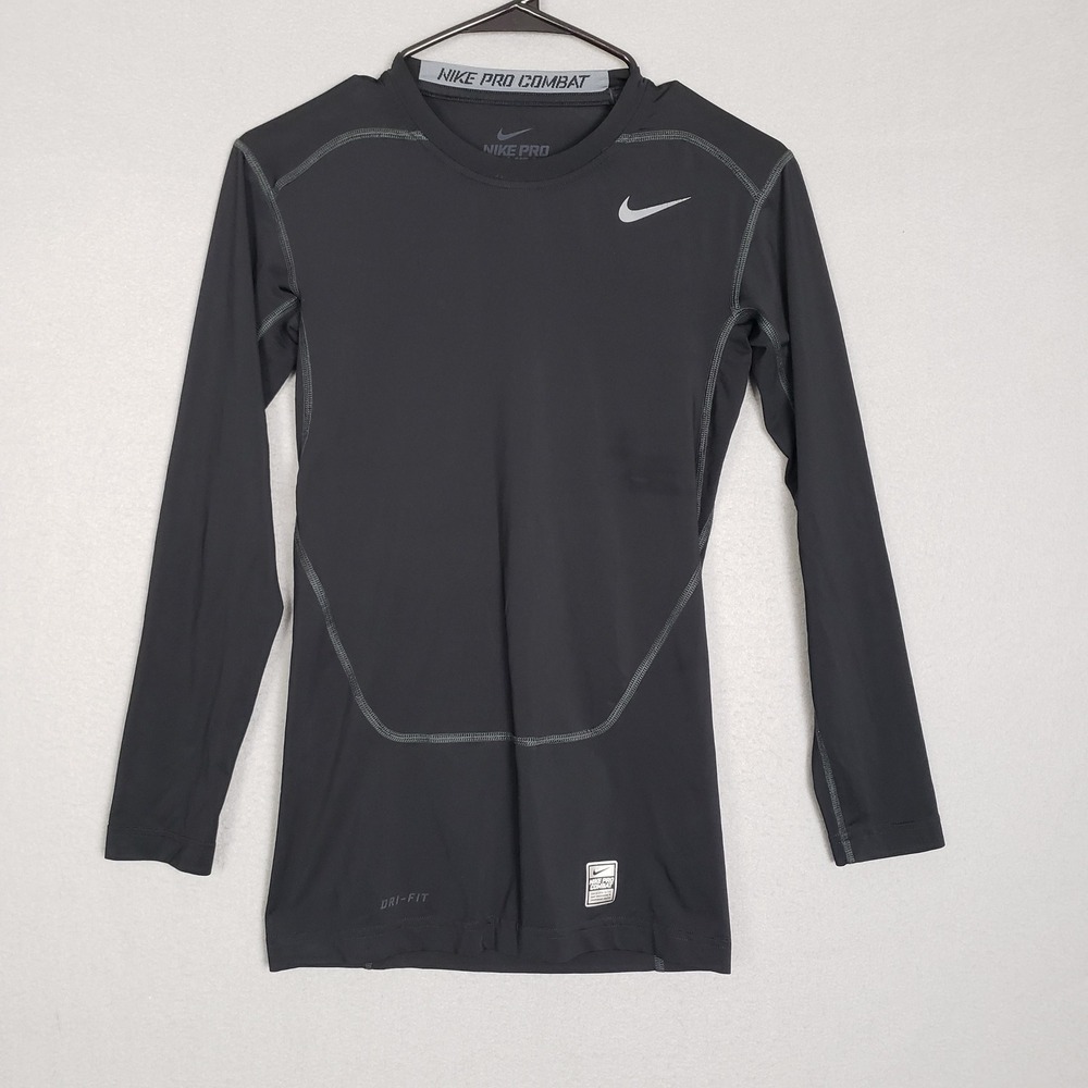 Nike Pro Combat Shirt Black Long Sleeve Compression Sports Layer Men's Size S